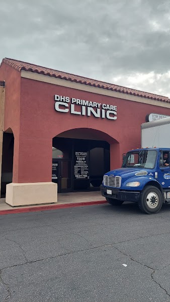 DHS Primary Care clinic exterior — terracotta building on Palm Drive